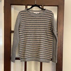 Boden Gray Striped Crewneck Sweater, Size 8